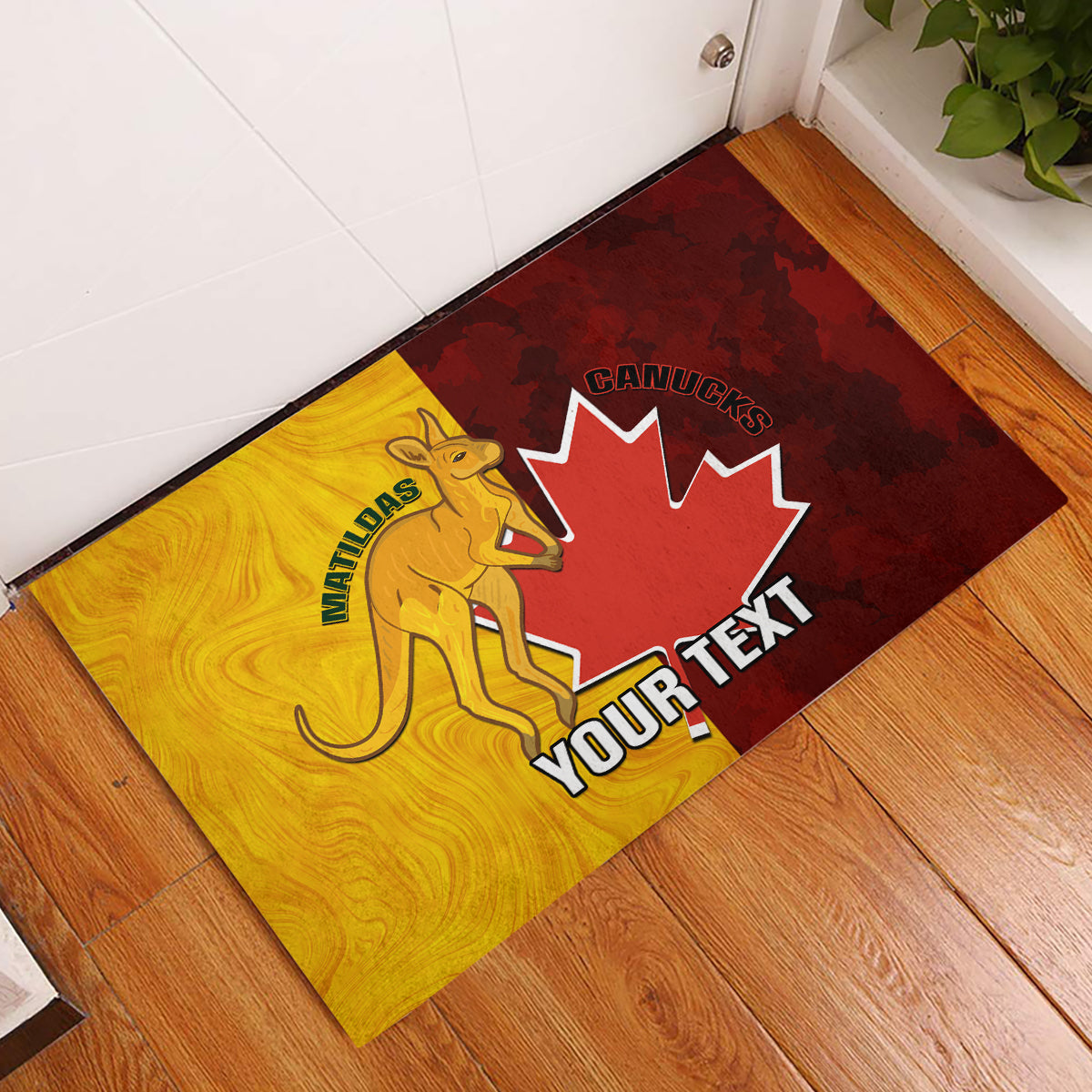 Custom Australia And Canada Soccer Rubber Doormat Matildas Combine Canucks Together - Wonder Print Shop