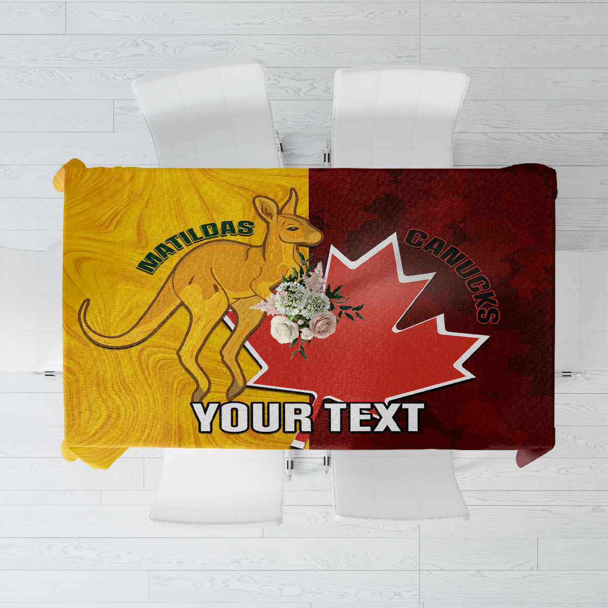 Custom Australia And Canada Soccer Tablecloth Matildas Combine Canucks Together - Wonder Print Shop