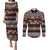 Bula Fiji Couples Matching Puletasi Dress and Long Sleeve Button Shirt Fijian Tapa Masi With Hibiscus Flowers - Wonder Print Shop