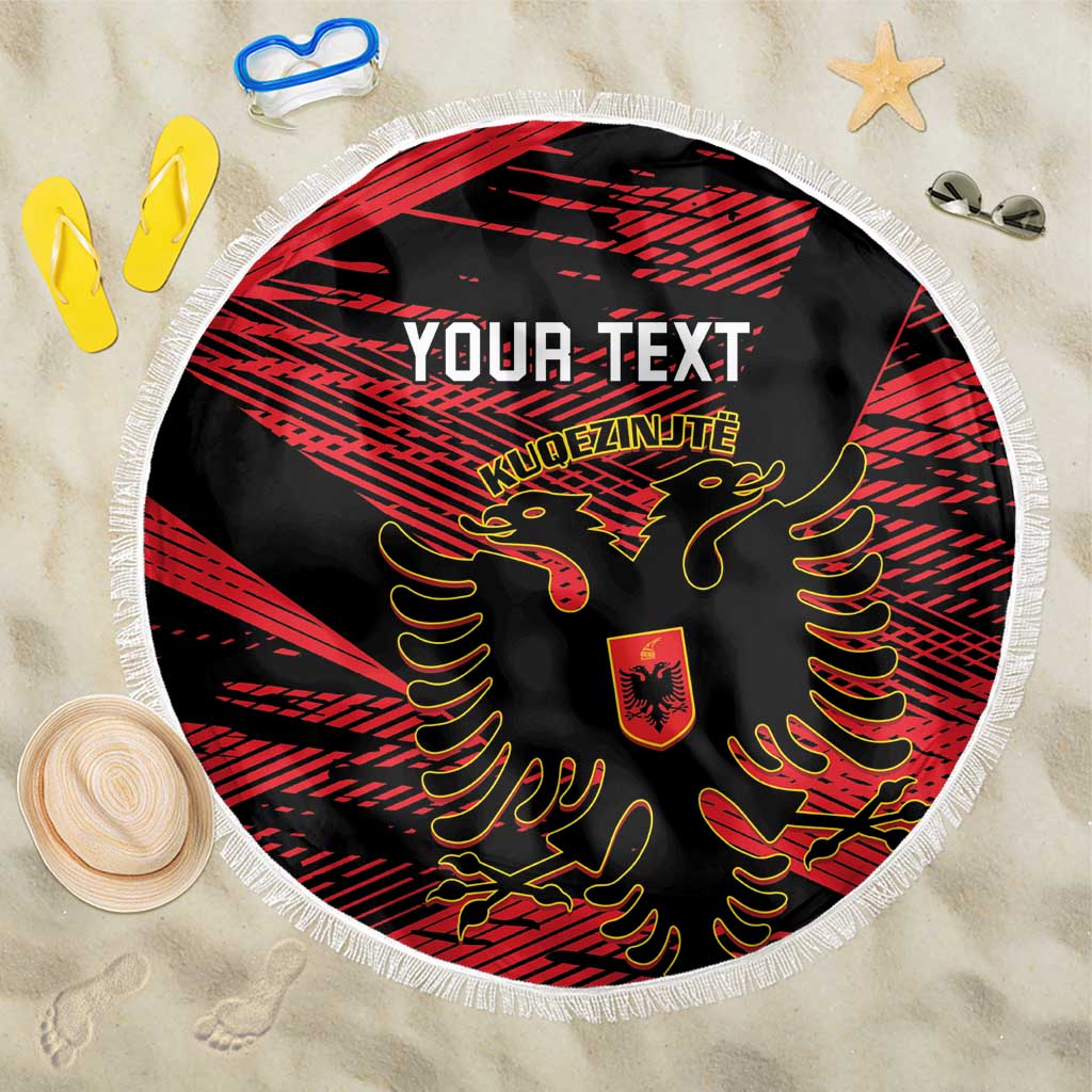 Custom Albania Football Beach Blanket Go Kuqezinjte - Grunge Style - Wonder Print Shop