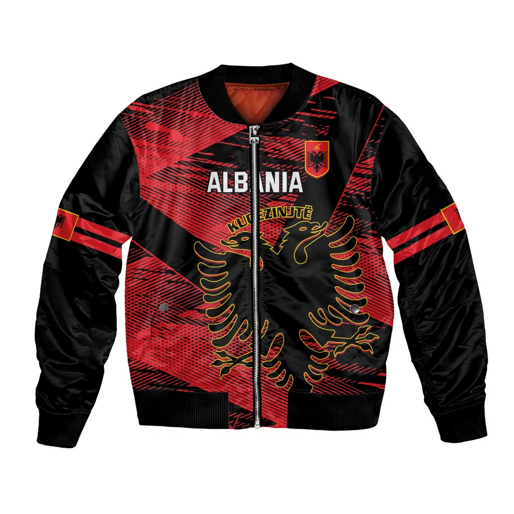 Custom Albania Football Bomber Jacket Go Kuqezinjte - Grunge Style - Wonder Print Shop