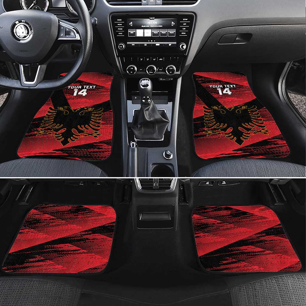 Custom Albania Football Car Mats Go Kuqezinjte - Grunge Style - Wonder Print Shop