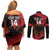 Custom Albania Football Couples Matching Off Shoulder Short Dress and Long Sleeve Button Shirt Go Kuqezinjte - Grunge Style - Wonder Print Shop