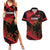 Custom Albania Football Couples Matching Summer Maxi Dress and Hawaiian Shirt Go Kuqezinjte - Grunge Style - Wonder Print Shop