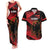 Custom Albania Football Couples Matching Tank Maxi Dress and Hawaiian Shirt Go Kuqezinjte - Grunge Style - Wonder Print Shop