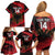 Custom Albania Football Family Matching Off Shoulder Short Dress and Hawaiian Shirt Go Kuqezinjte - Grunge Style - Wonder Print Shop