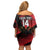 Custom Albania Football Family Matching Off Shoulder Short Dress and Hawaiian Shirt Go Kuqezinjte - Grunge Style - Wonder Print Shop