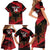 Custom Albania Football Family Matching Short Sleeve Bodycon Dress and Hawaiian Shirt Go Kuqezinjte - Grunge Style - Wonder Print Shop