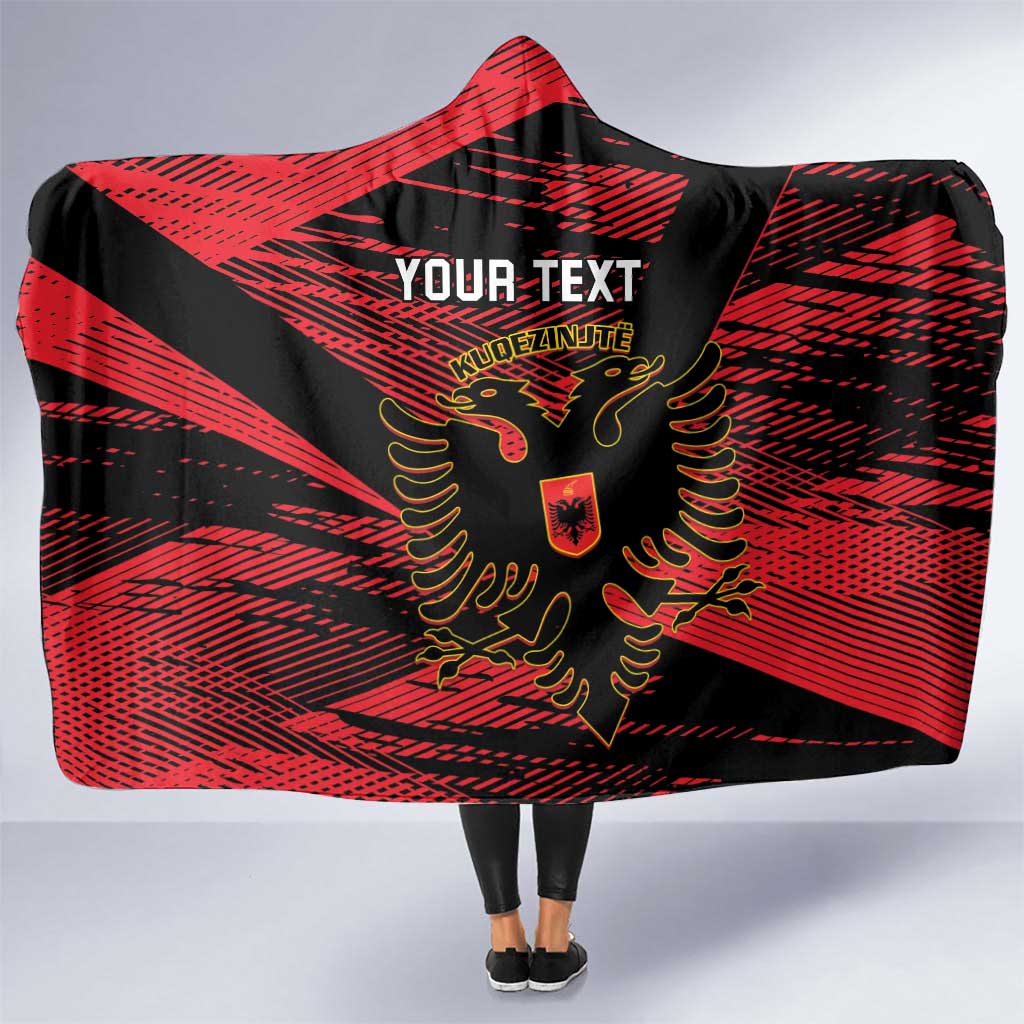 Custom Albania Football Hooded Blanket Go Kuqezinjte - Grunge Style