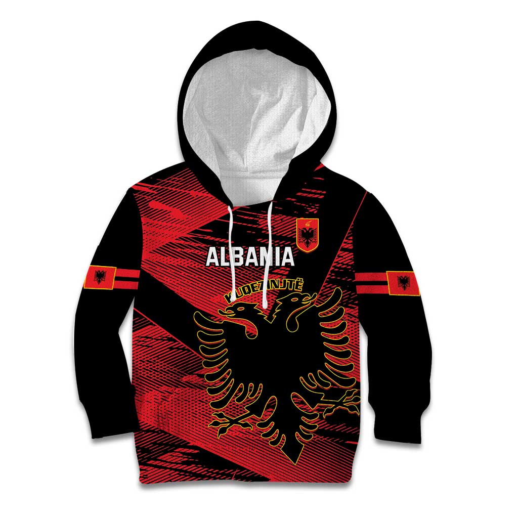 Custom Albania Football Kid Hoodie Go Kuqezinjte - Grunge Style - Wonder Print Shop