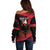 Custom Albania Football Off Shoulder Sweater Go Kuqezinjte - Grunge Style - Wonder Print Shop