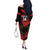 Custom Albania Football Off The Shoulder Long Sleeve Dress Go Kuqezinjte - Grunge Style - Wonder Print Shop