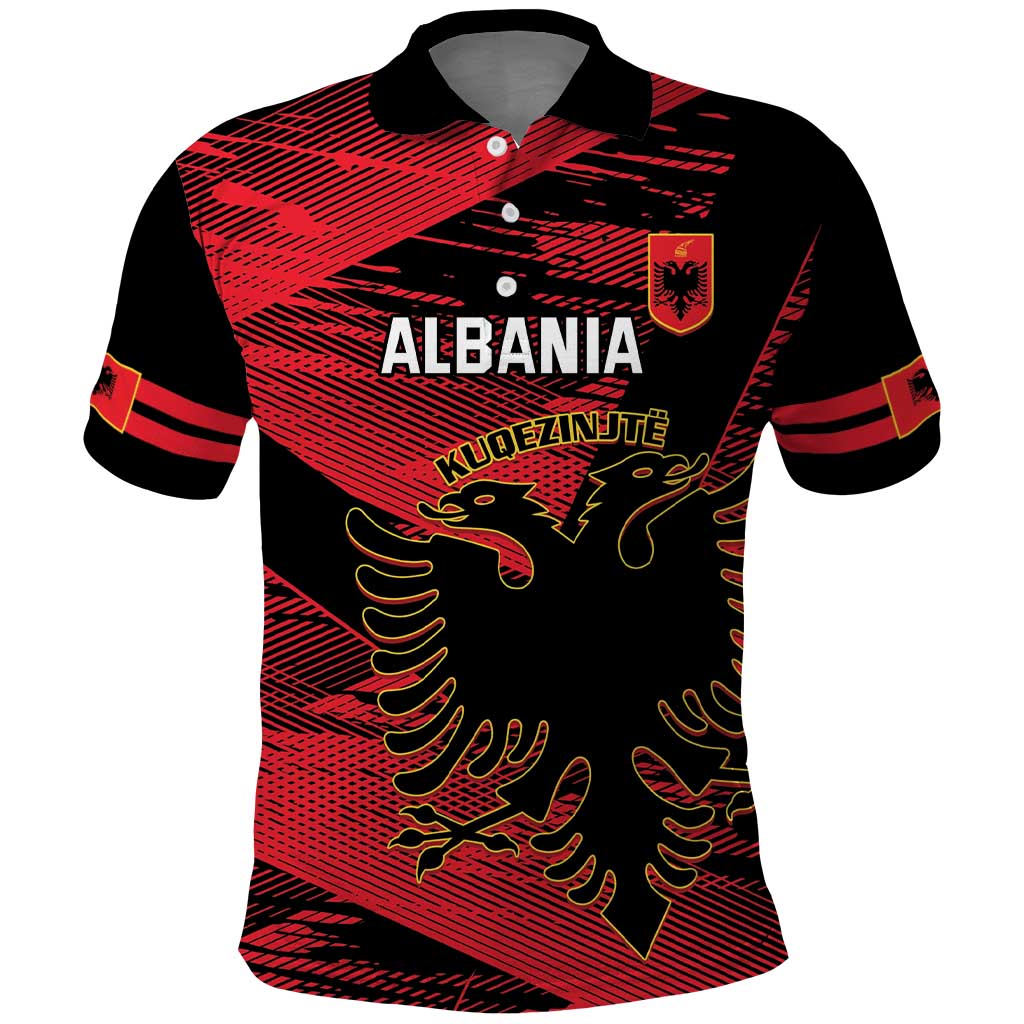 Custom Albania Football Polo Shirt Go Kuqezinjte - Grunge Style