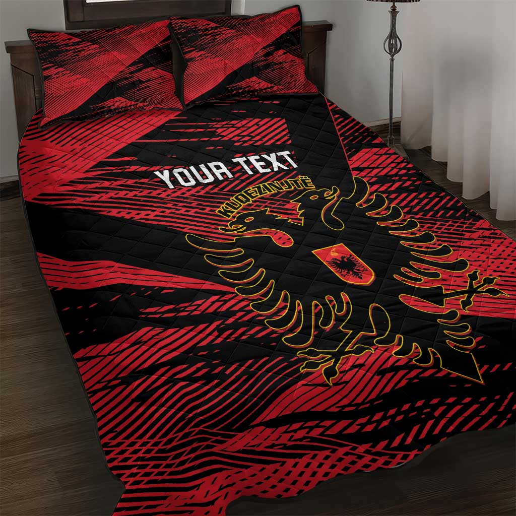 Custom Albania Football Quilt Bed Set Go Kuqezinjte - Grunge Style - Wonder Print Shop