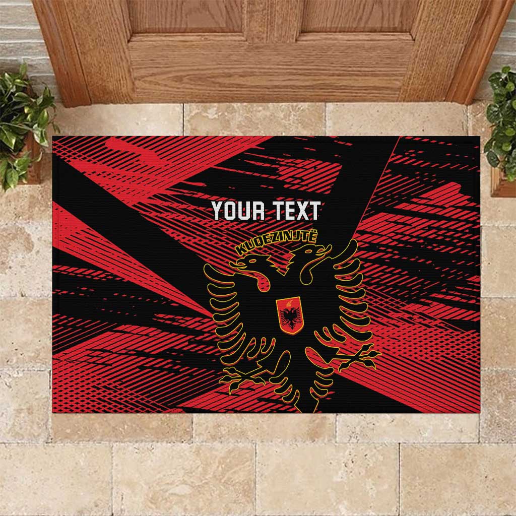 Custom Albania Football Rubber Doormat Go Kuqezinjte - Grunge Style - Wonder Print Shop