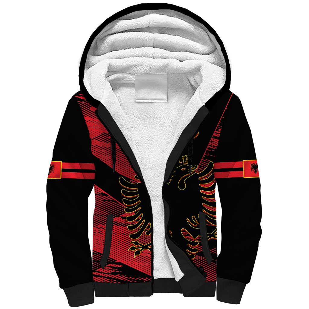 Custom Albania Football Sherpa Hoodie Go Kuqezinjte - Grunge Style - Wonder Print Shop