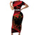 Custom Albania Football Short Sleeve Bodycon Dress Go Kuqezinjte - Grunge Style - Wonder Print Shop