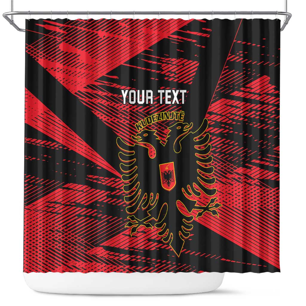 Custom Albania Football Shower Curtain Go Kuqezinjte - Grunge Style