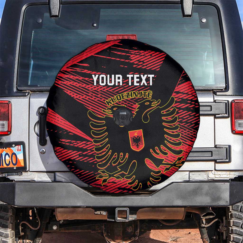 Custom Albania Football Spare Tire Cover Go Kuqezinjte - Grunge Style - Wonder Print Shop