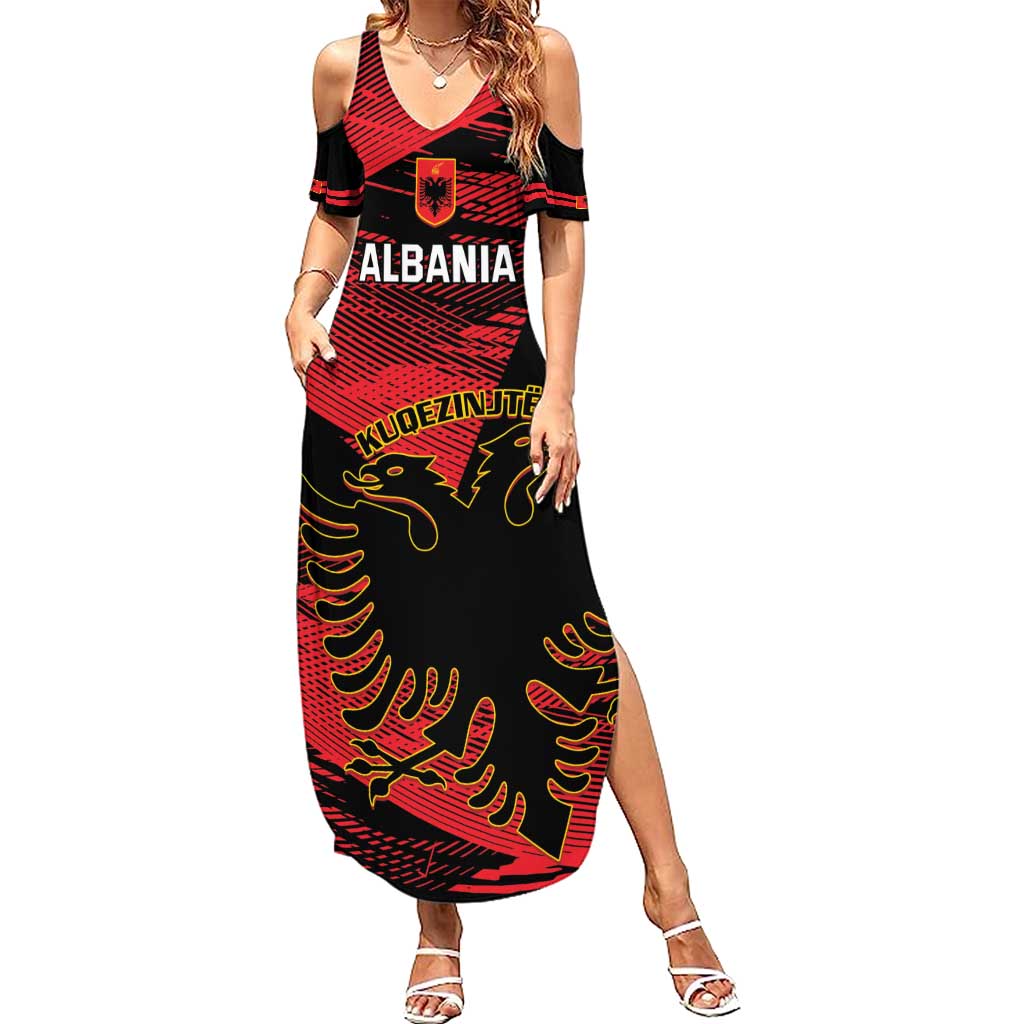 Custom Albania Football Summer Maxi Dress Go Kuqezinjte - Grunge Style - Wonder Print Shop