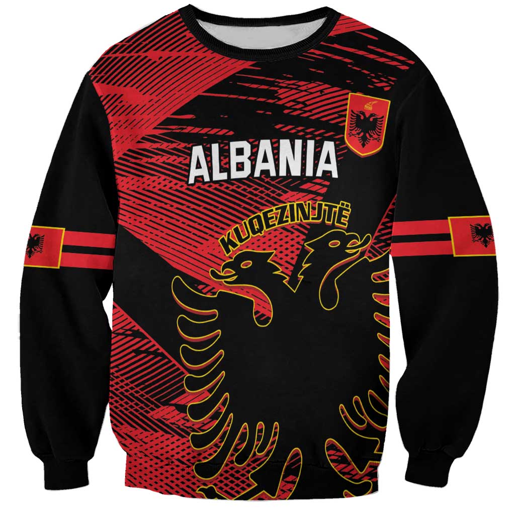 Custom Albania Football Sweatshirt Go Kuqezinjte - Grunge Style - Wonder Print Shop