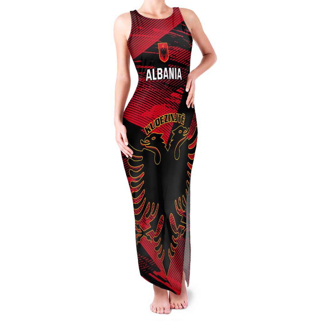 Custom Albania Football Tank Maxi Dress Go Kuqezinjte - Grunge Style - Wonder Print Shop