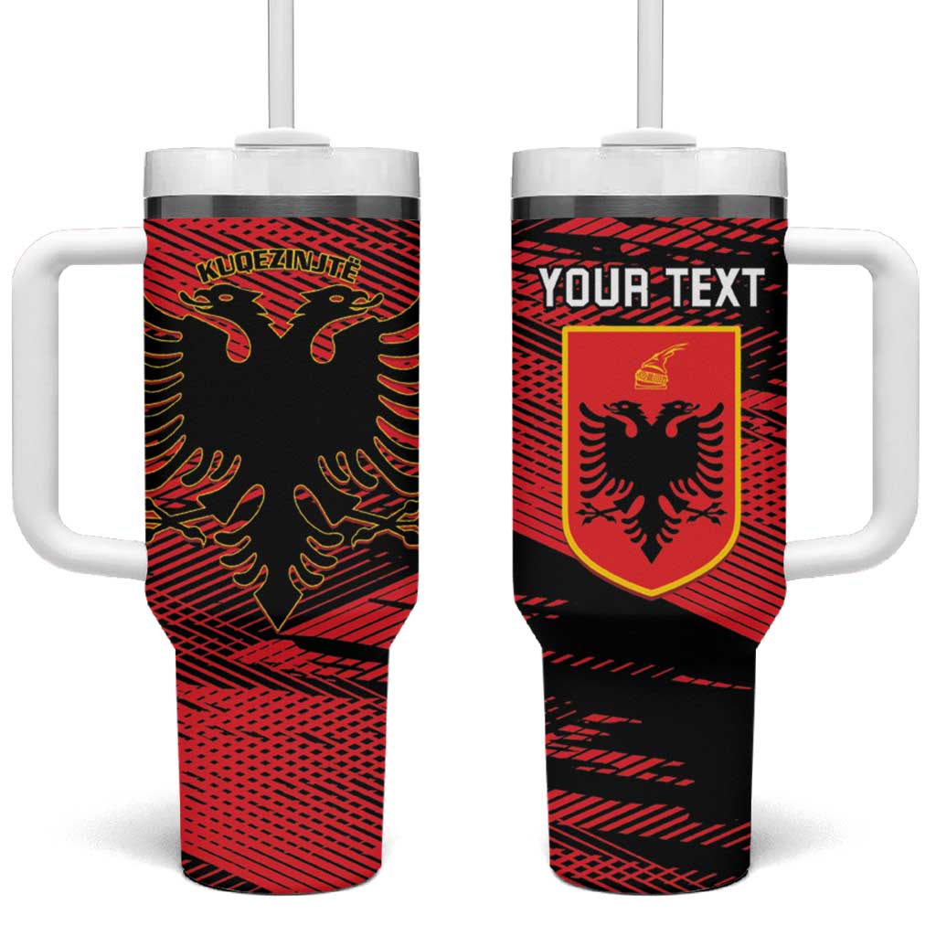 Personalised Albania Football Tumbler With Handle Go Kuqezinjte - Grunge Style - Wonder Print Shop