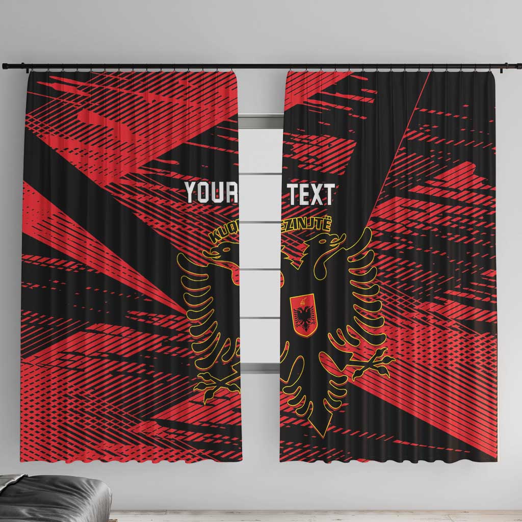 Custom Albania Football Window Curtain Go Kuqezinjte - Grunge Style - Wonder Print Shop