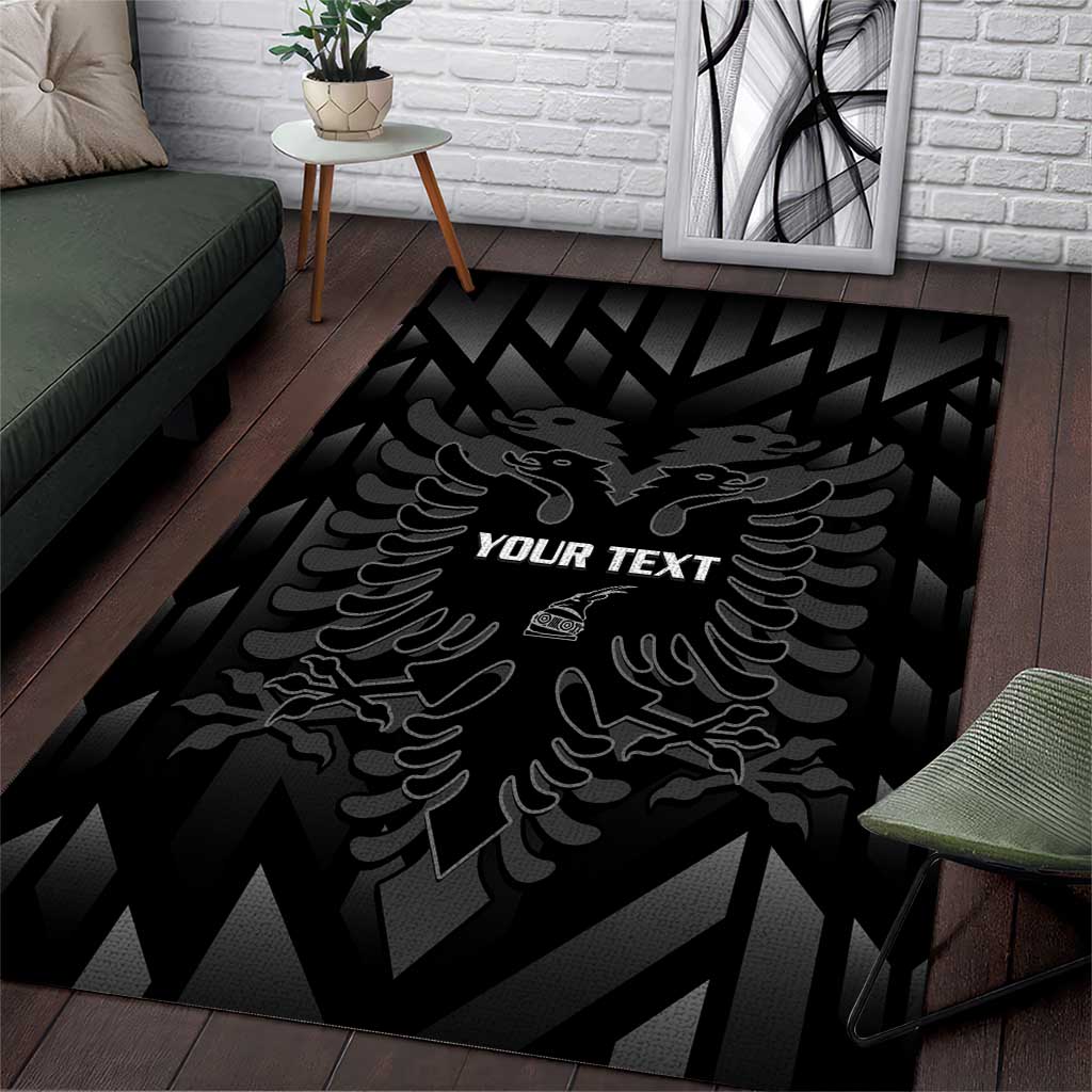 Custom Albania Football Area Rug Albanian Kastrioti Eagle - Black Style