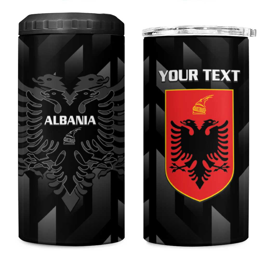 Personalised Albania Football 4 in 1 Can Cooler Tumbler Albanian Kastrioti Eagle - Black Style - Wonder Print Shop