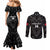 Custom Albania Football Couples Matching Mermaid Dress and Long Sleeve Button Shirt Albanian Kastrioti Eagle - Black Style