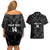 Custom Albania Football Couples Matching Off Shoulder Short Dress and Hawaiian Shirt Albanian Kastrioti Eagle - Black Style - Wonder Print Shop