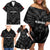 Custom Albania Football Family Matching Off Shoulder Short Dress and Hawaiian Shirt Albanian Kastrioti Eagle - Black Style - Wonder Print Shop