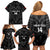 Custom Albania Football Family Matching Off Shoulder Short Dress and Hawaiian Shirt Albanian Kastrioti Eagle - Black Style - Wonder Print Shop