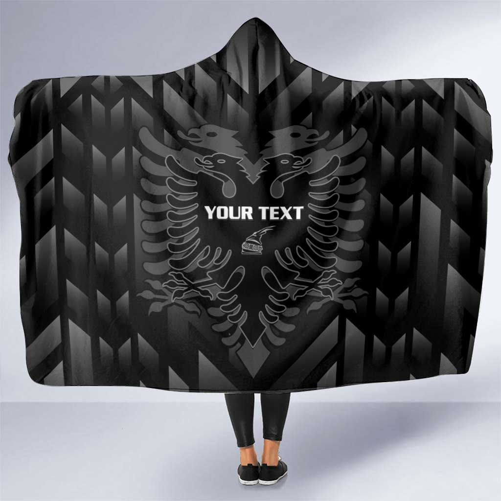 Custom Albania Football Hooded Blanket Albanian Kastrioti Eagle - Black Style