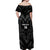 Custom Albania Football Off Shoulder Maxi Dress Albanian Kastrioti Eagle - Black Style - Wonder Print Shop