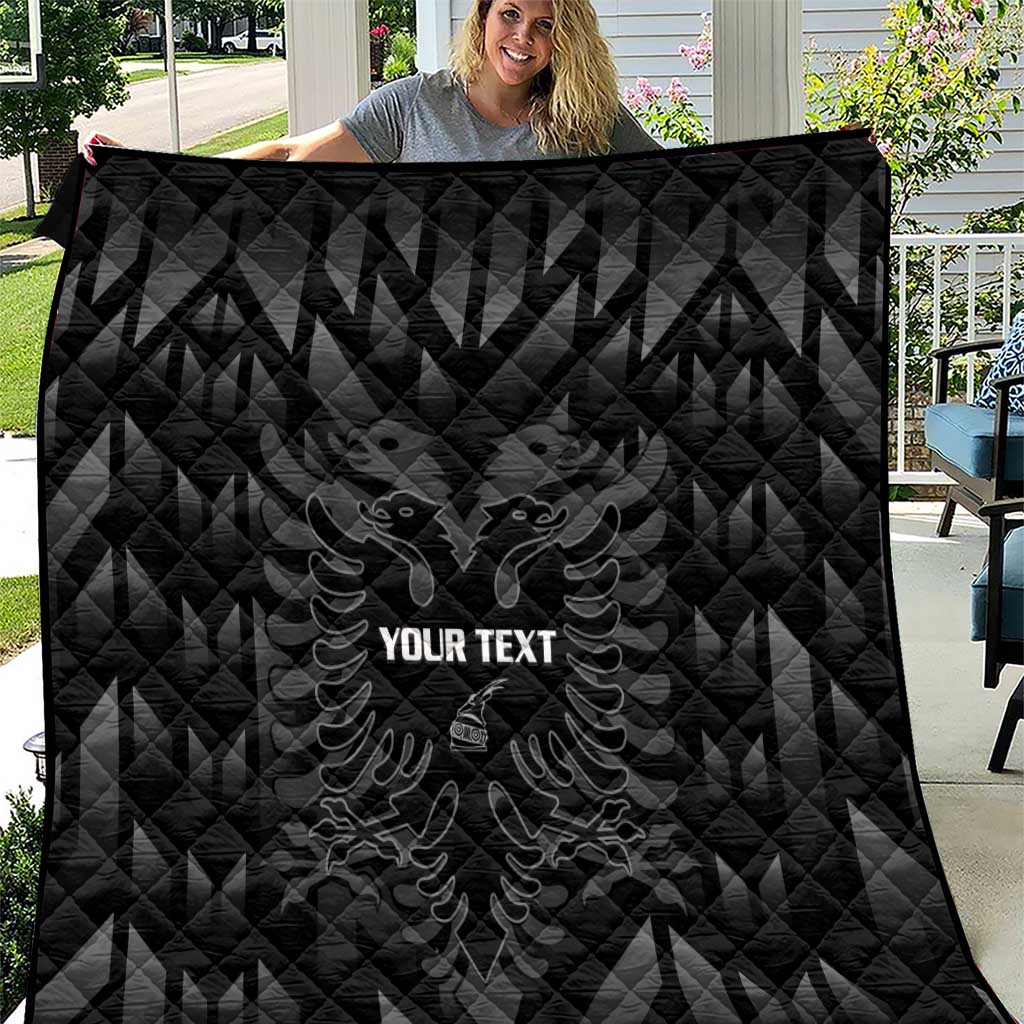 Custom Albania Football Quilt Albanian Kastrioti Eagle - Black Style - Wonder Print Shop