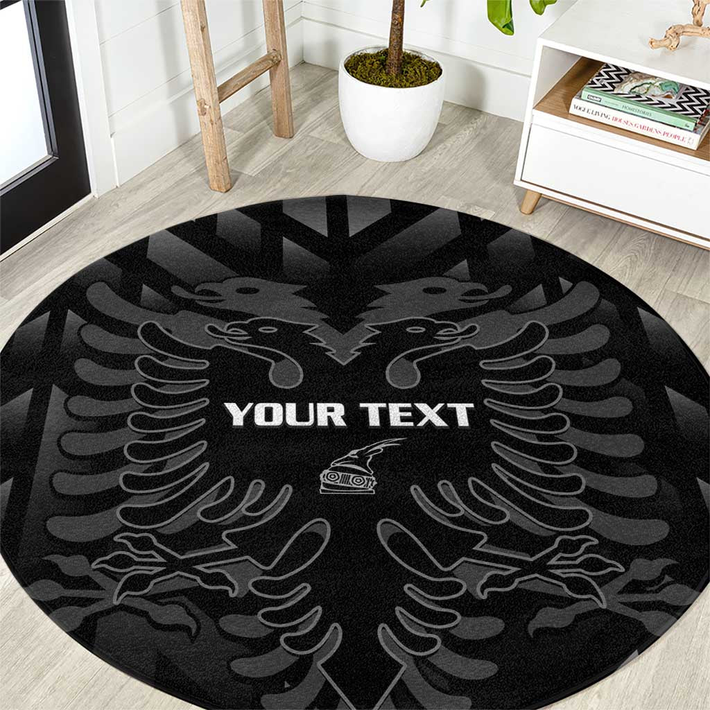 Custom Albania Football Round Carpet Albanian Kastrioti Eagle - Black Style