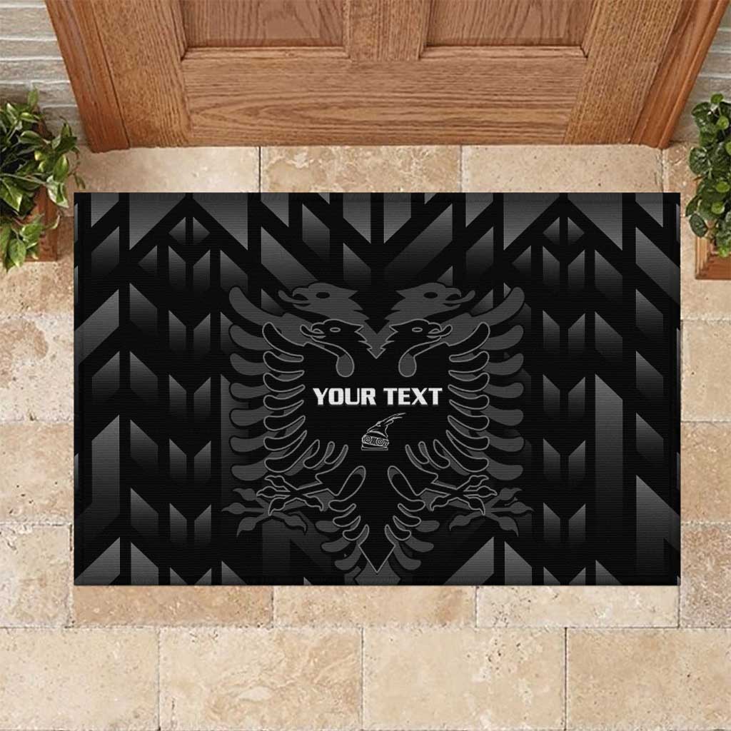 Custom Albania Football Rubber Doormat Albanian Kastrioti Eagle - Black Style - Wonder Print Shop