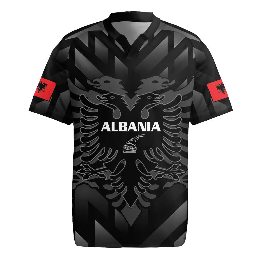 Custom Albania Football Rugby Jersey Albanian Kastrioti Eagle - Black Style - Wonder Print Shop