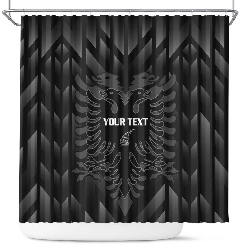 Custom Albania Football Shower Curtain Albanian Kastrioti Eagle - Black Style