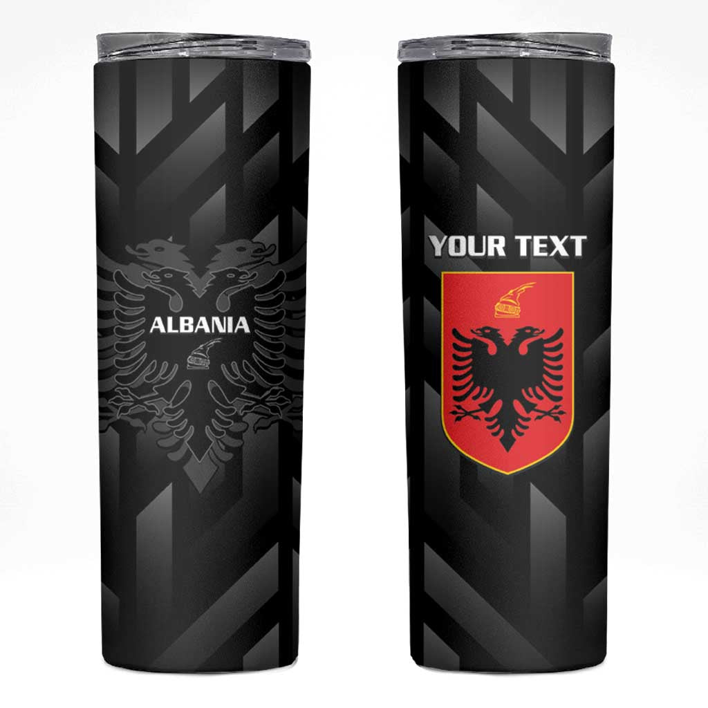 Personalised Albania Football Skinny Tumbler Albanian Kastrioti Eagle - Black Style - Wonder Print Shop