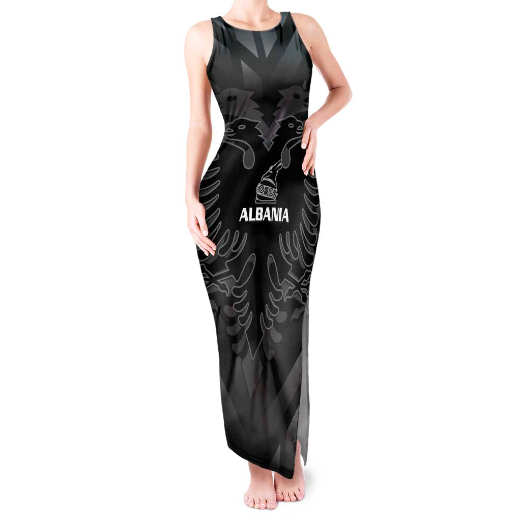 Custom Albania Football Tank Maxi Dress Albanian Kastrioti Eagle - Black Style - Wonder Print Shop