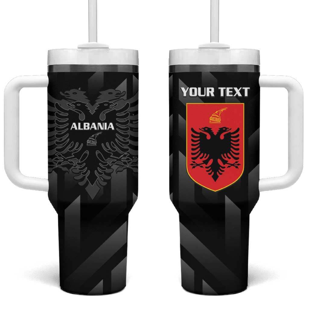 Personalised Albania Football Tumbler With Handle Albanian Kastrioti Eagle - Black Style