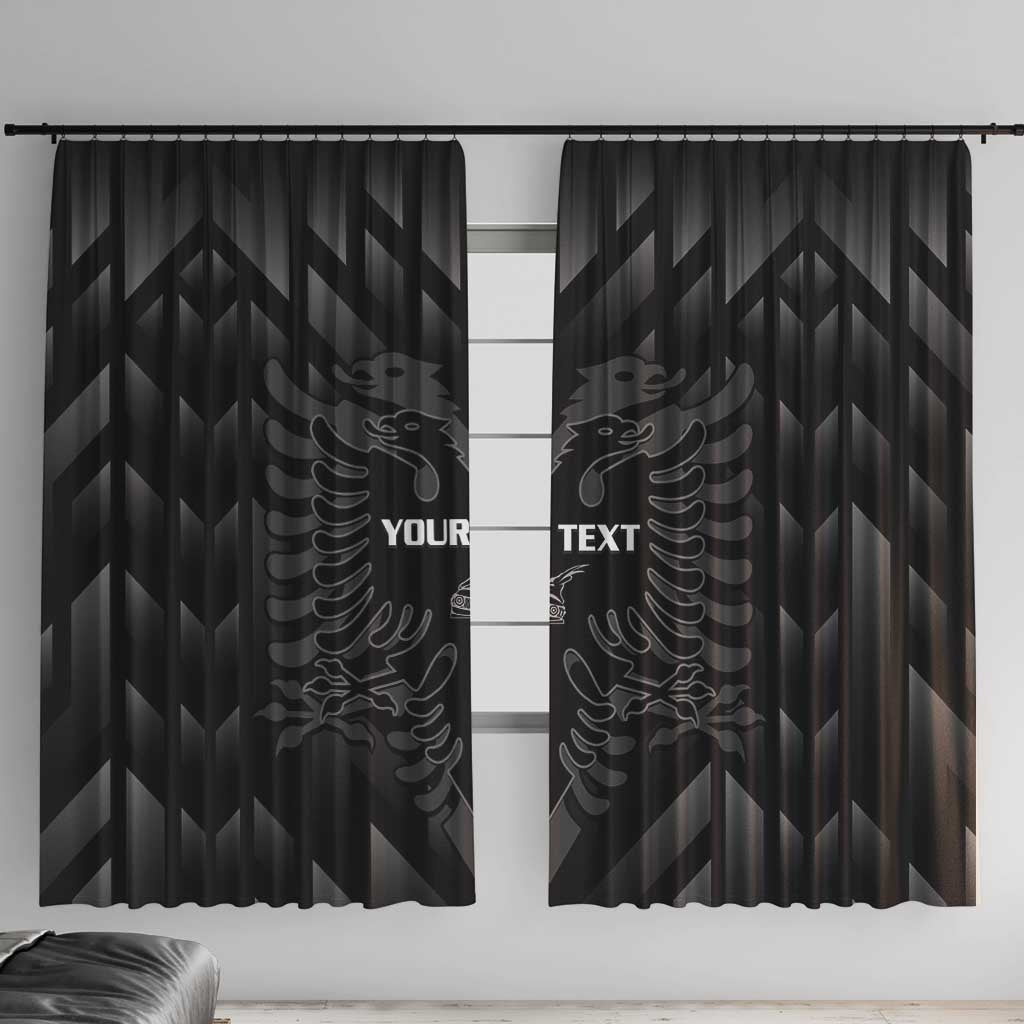 Custom Albania Football Window Curtain Albanian Kastrioti Eagle - Black Style - Wonder Print Shop