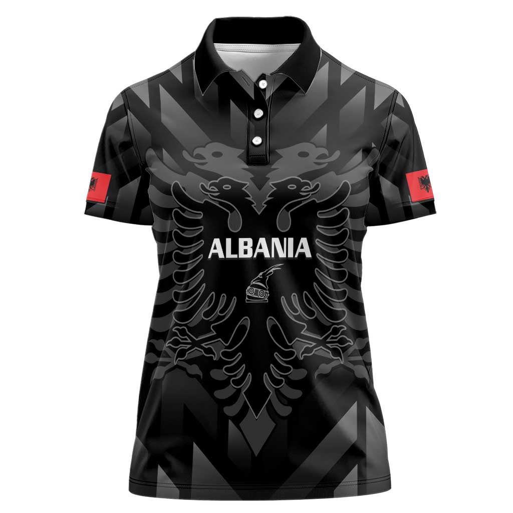 Custom Albania Football Women Polo Shirt Albanian Kastrioti Eagle - Black Style - Wonder Print Shop