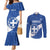 Custom Greece Football Couples Matching Mermaid Dress and Long Sleeve Button Shirt Ethniki Elladas - Blue Version