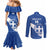 Custom Greece Football Couples Matching Mermaid Dress and Long Sleeve Button Shirt Ethniki Elladas - Blue Version