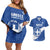 Custom Greece Football Couples Matching Off Shoulder Short Dress and Hawaiian Shirt Ethniki Elladas - Blue Version - Wonder Print Shop