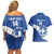 Custom Greece Football Couples Matching Off Shoulder Short Dress and Hawaiian Shirt Ethniki Elladas - Blue Version - Wonder Print Shop